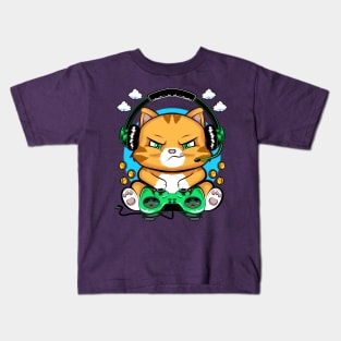 kitty gamer, game addicts Kids T-Shirt